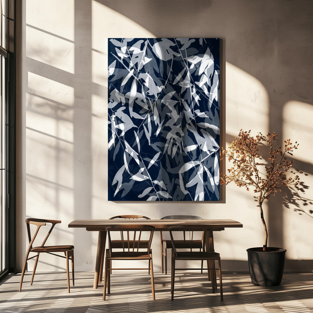 Navy White Bamboo 3 | Canvas