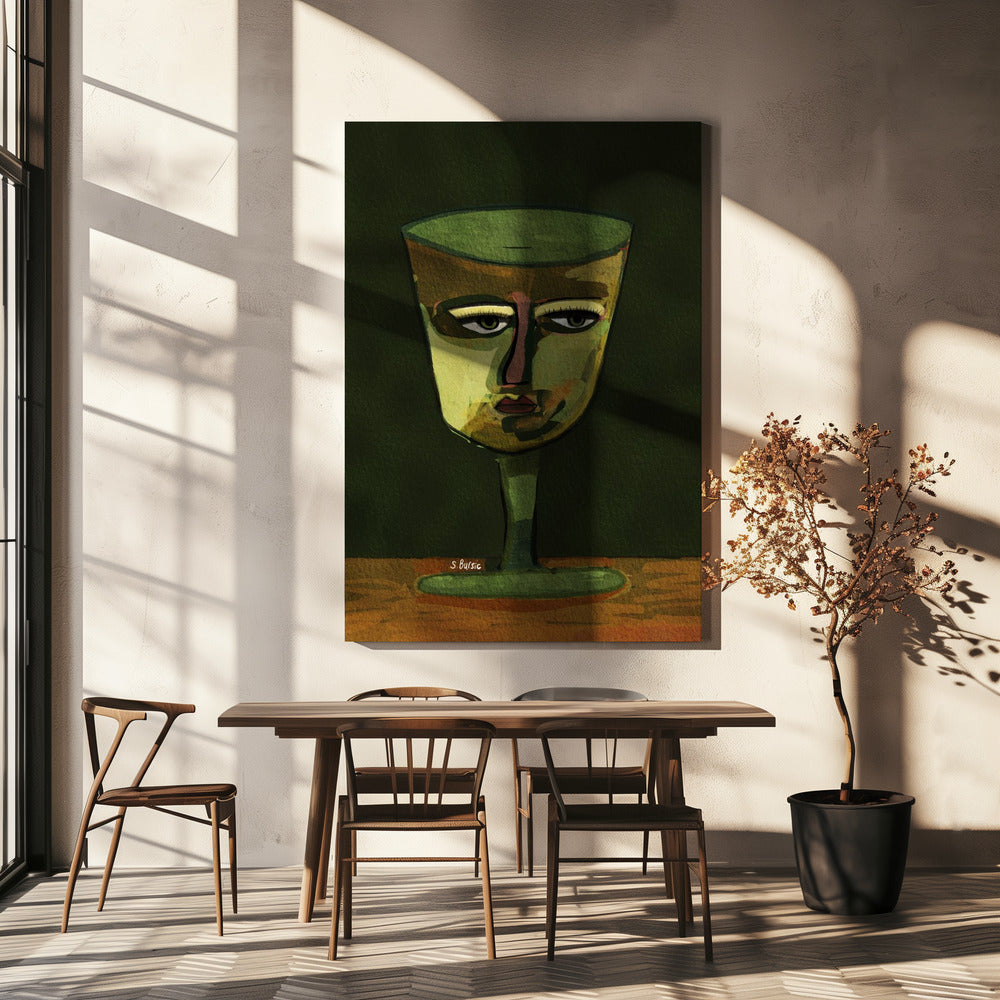 Wijnglas Dame groen | Canvas