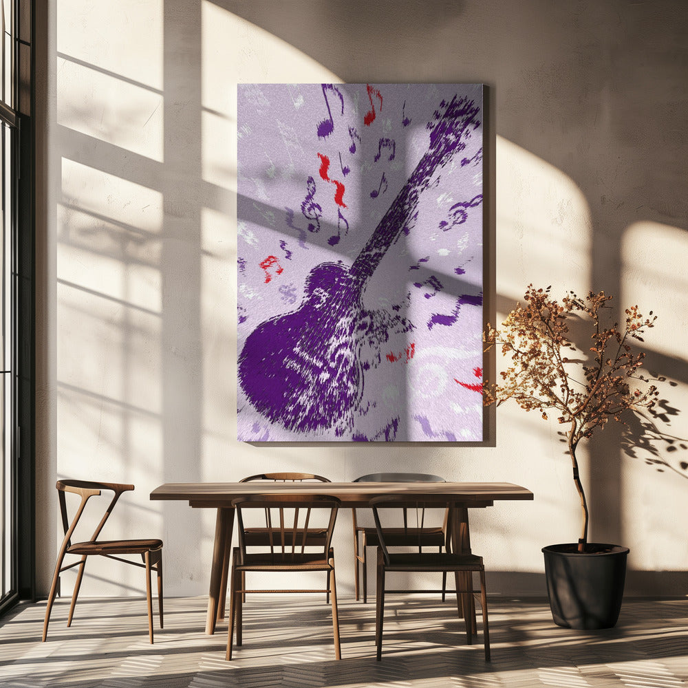 Elektrische gitaar popart exploderend | Canvas