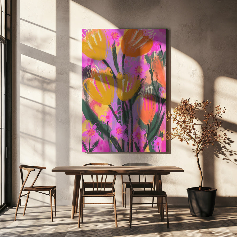 Levendige Bloemblaadjesdans | Canvas