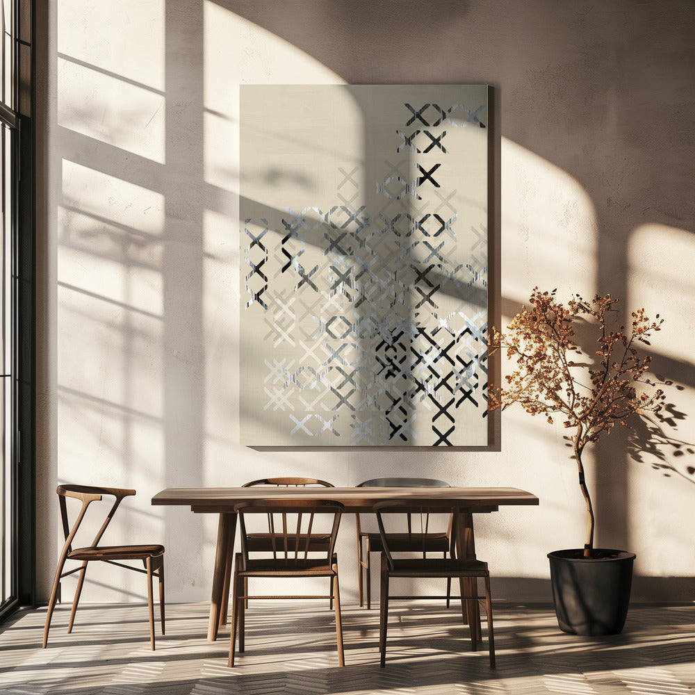 Minimal X Zwart-wit compositie 3 | Canvas