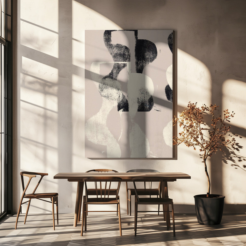 Tango – Organische vormen in zwart en beige | Canvas