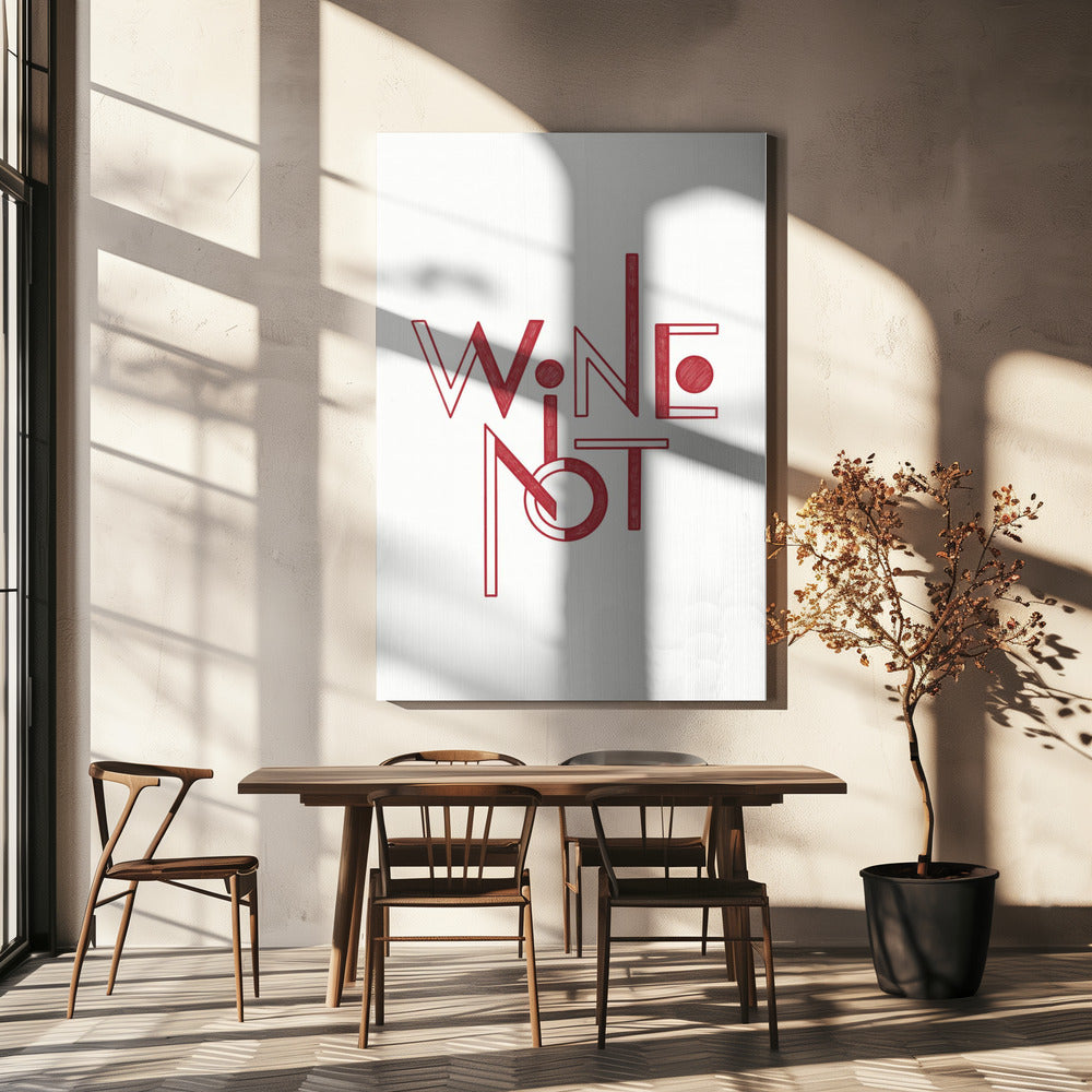 Wijn Niet handgetekende tekst &amp; citaat | Canvas