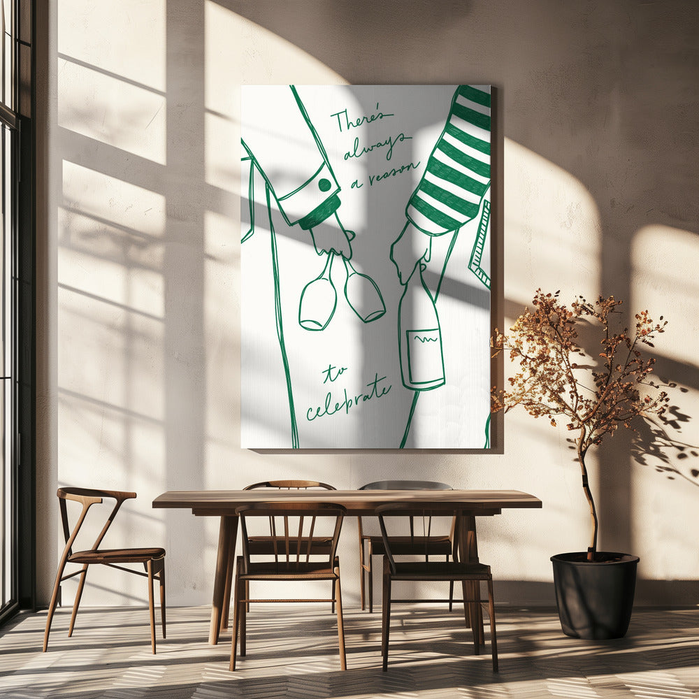 Vrouw met wijnfles en wijnglas (groen) - Wine Vin Femme Vert | Canvas