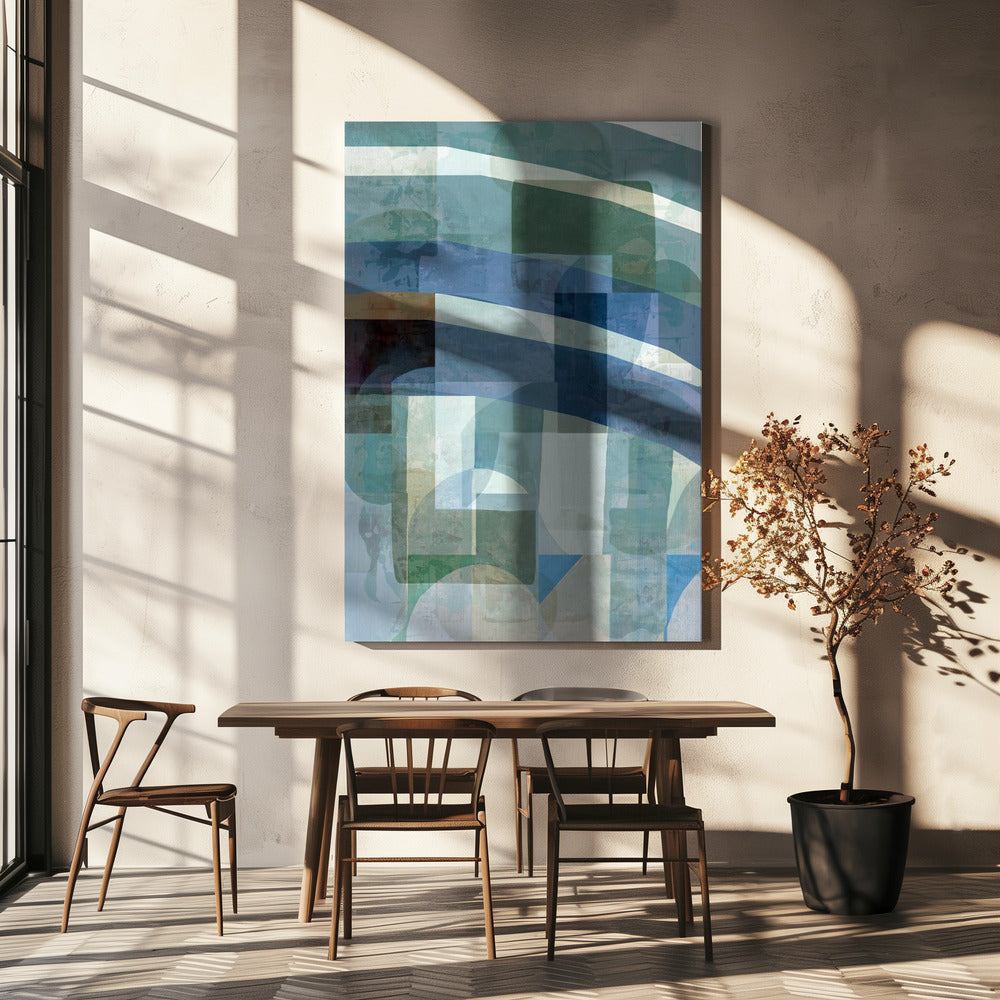 Abstracte blauwe en neutrale vormen 1 | Canvas