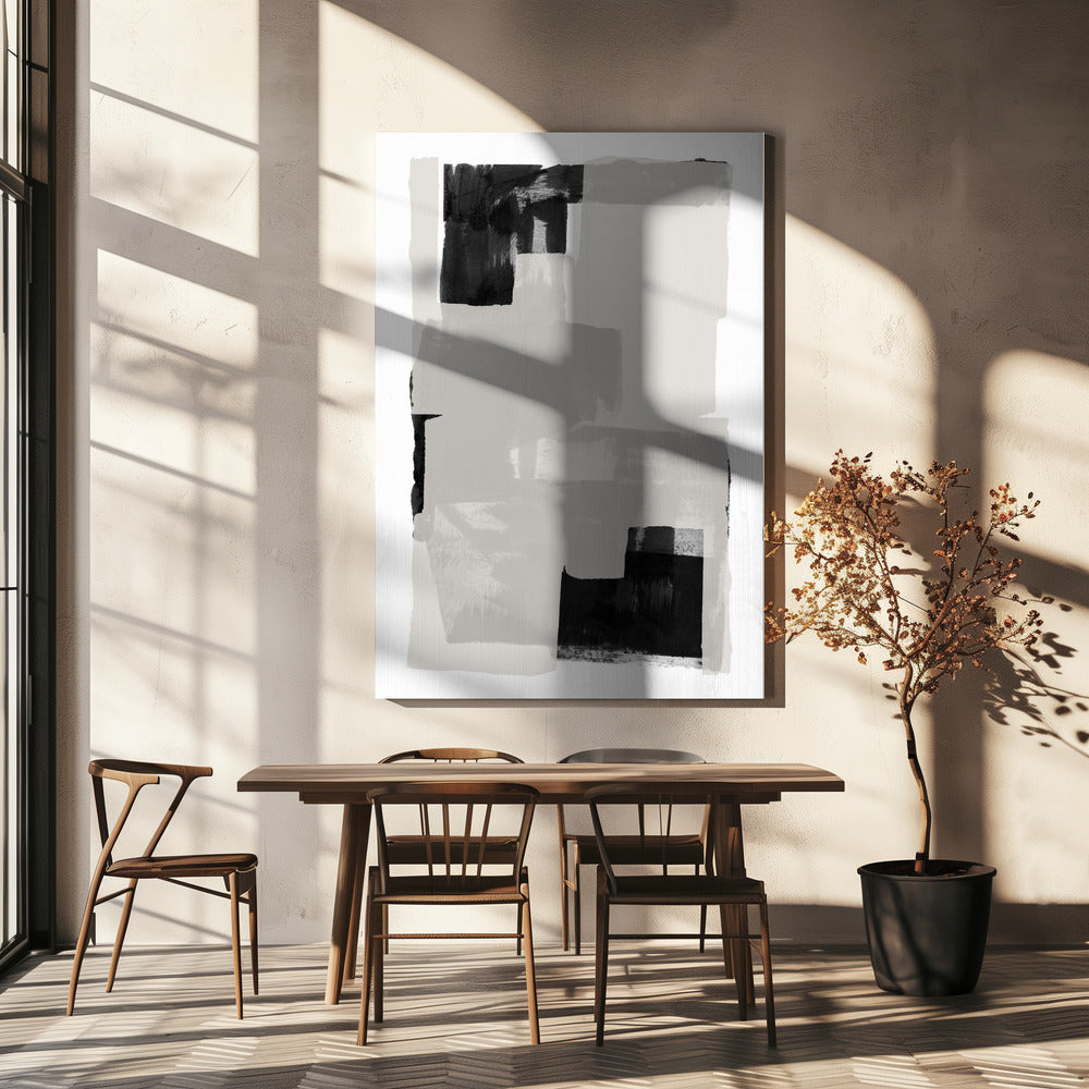 Zwart-wit abstracte compositie nr. 3 | Canvas