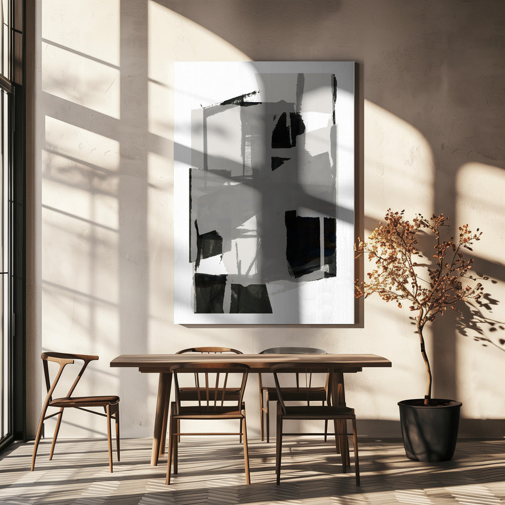 Zwart-wit abstracte compositie nr. 5 | Canvas