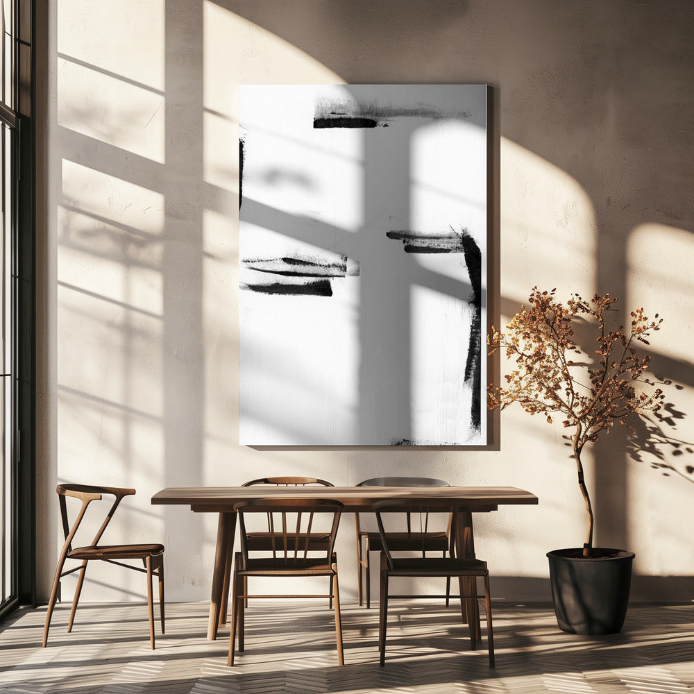 Minimaal zwart-wit abstract 1 | Canvas