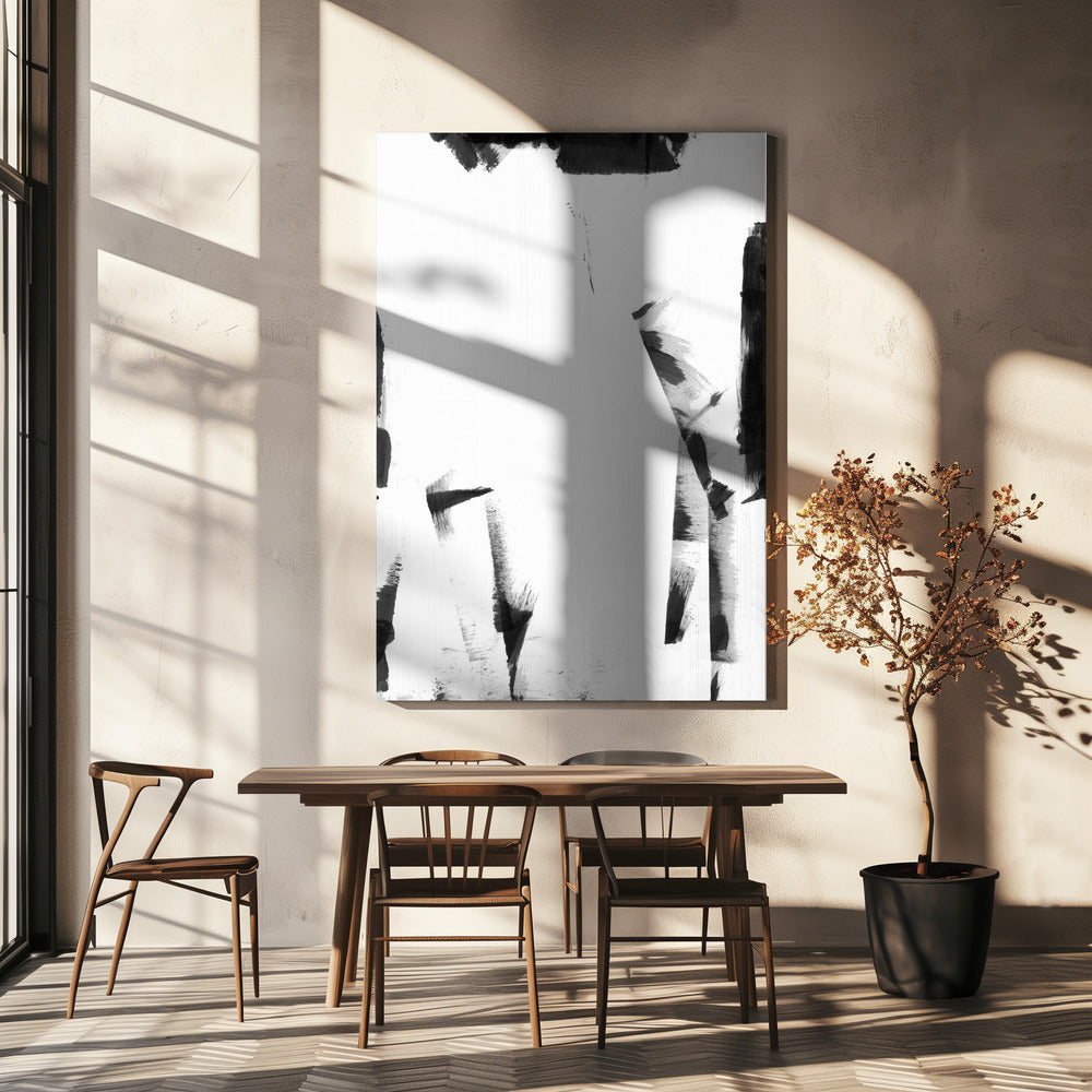 Minimaal zwart-wit abstract 3 | Canvas