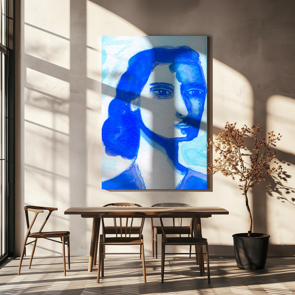 De diepe denker blauw | Canvas