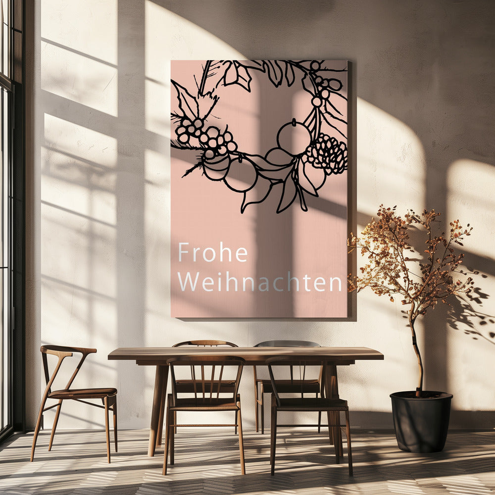 Bogen en kerstballen: Frohe Weihnachten Kerstmis | Canvas