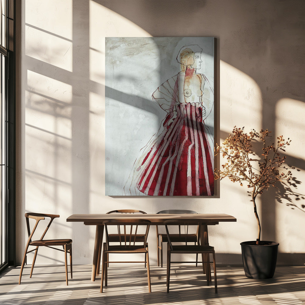 Vrouw in het rood | Canvas