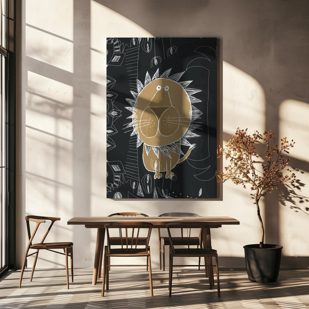 Schattige leeuw met jungle-krabbel van kunstenaar Carla Daly | Canvas