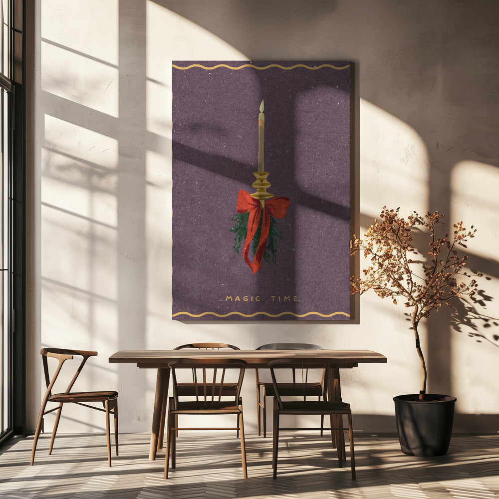 Kaars met strik en sparrentakjes | Canvas