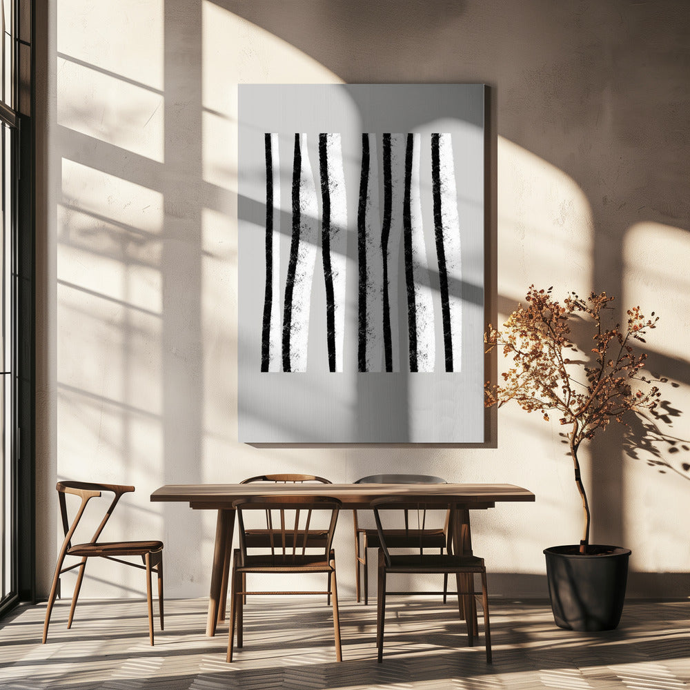 Zwart-witte verticale strepen | Canvas