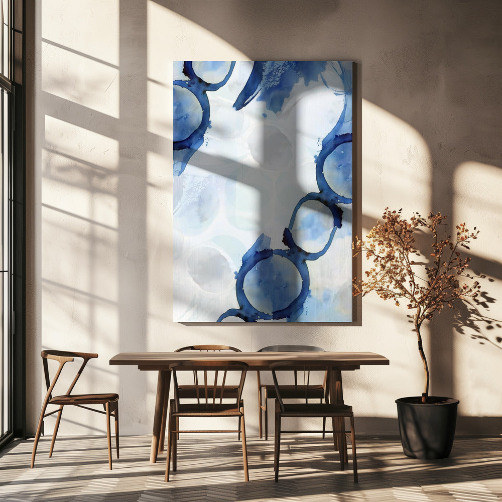 Blauwe abstracte wervelingen 3 | Canvas