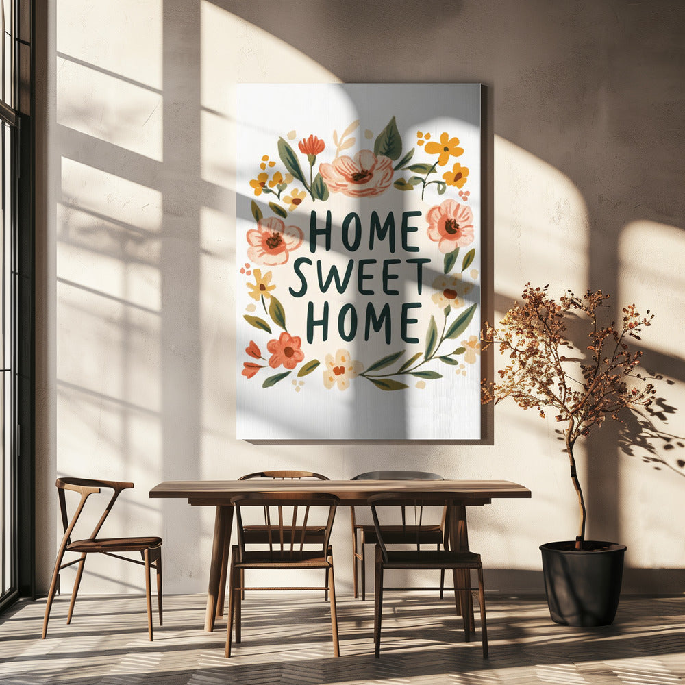 Welkomstbord met bloemen | Canvas