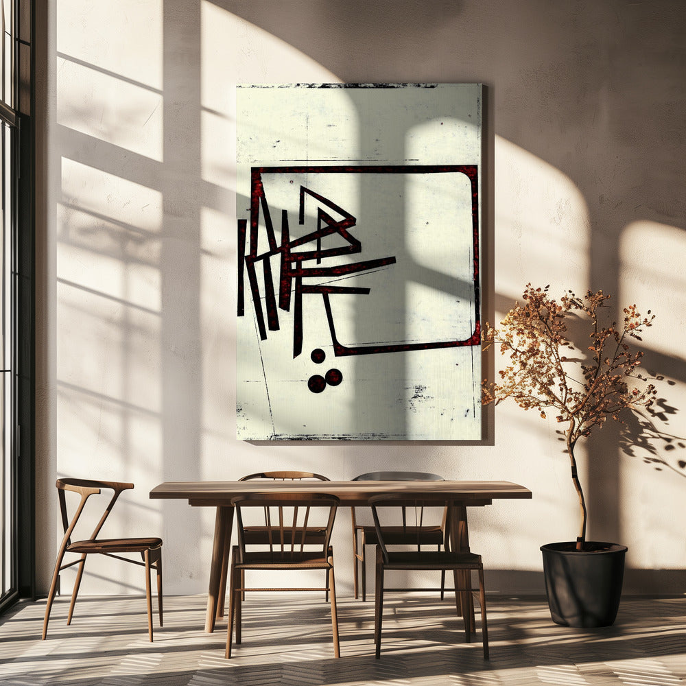 Hoekige lijnen en stippen | Canvas
