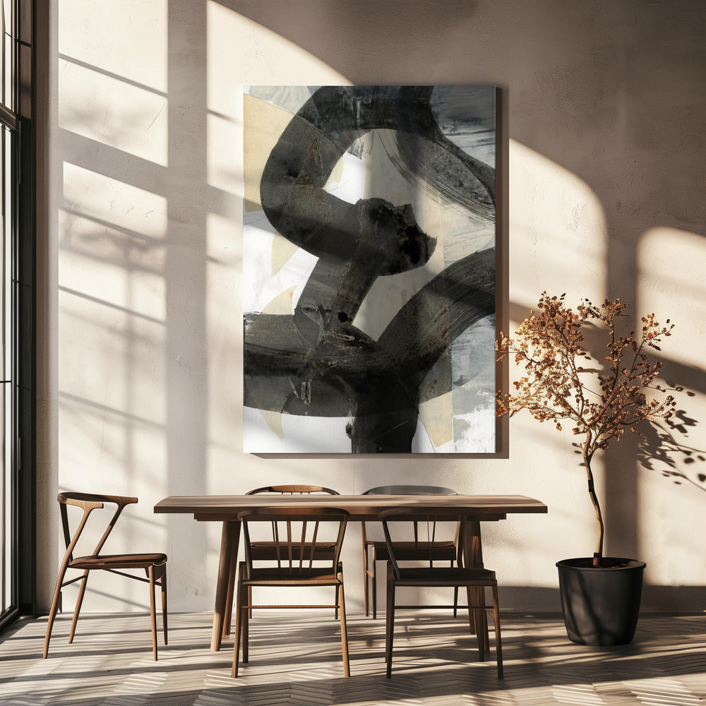 Abstract Gehamerd Zwart Neutraal 1 | Canvas