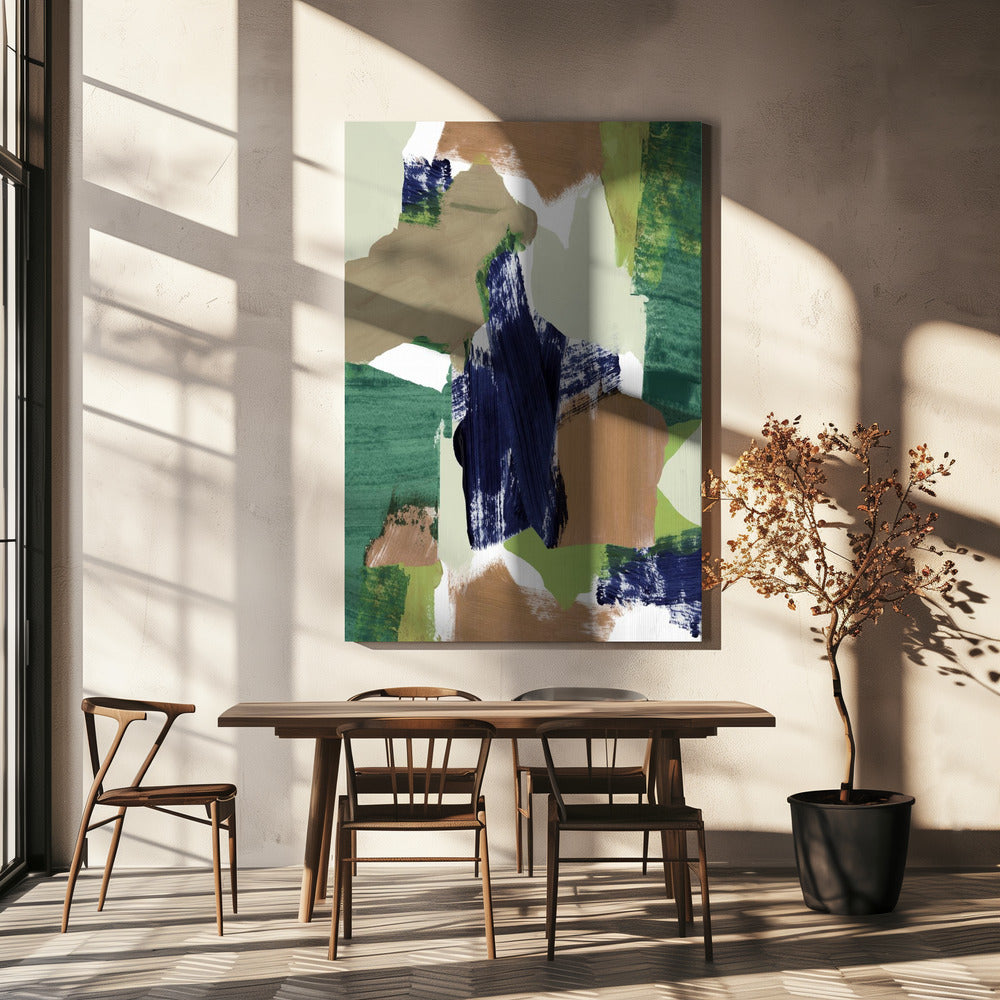 Abstract Blauw Groen Beige Nr. 2 | Canvas