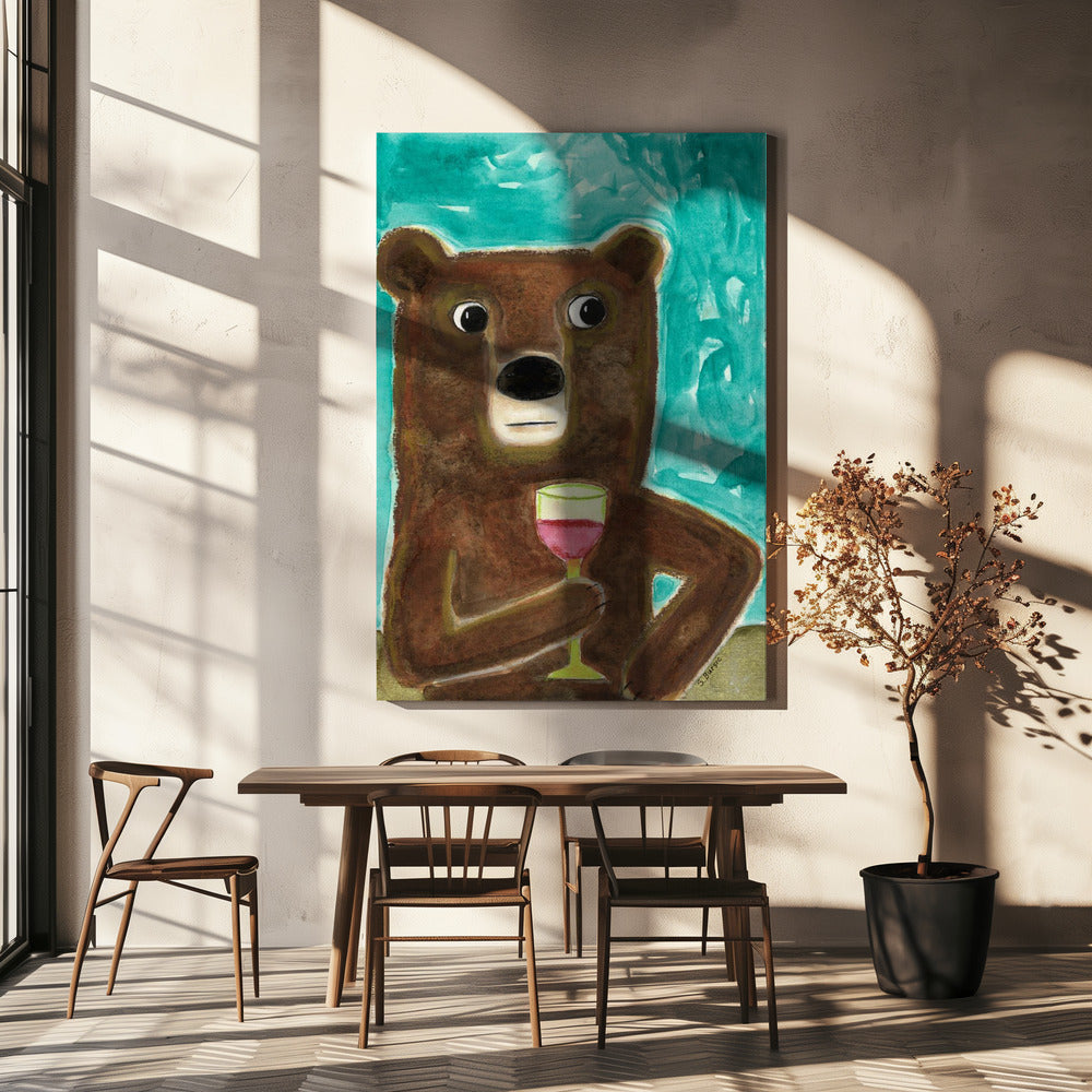 Meneer Beer aan de balie | Canvas