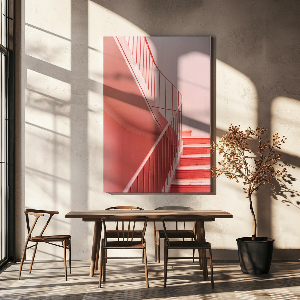 Roze Trappen Cannes | Architectonisch Minimalisme | Canvas