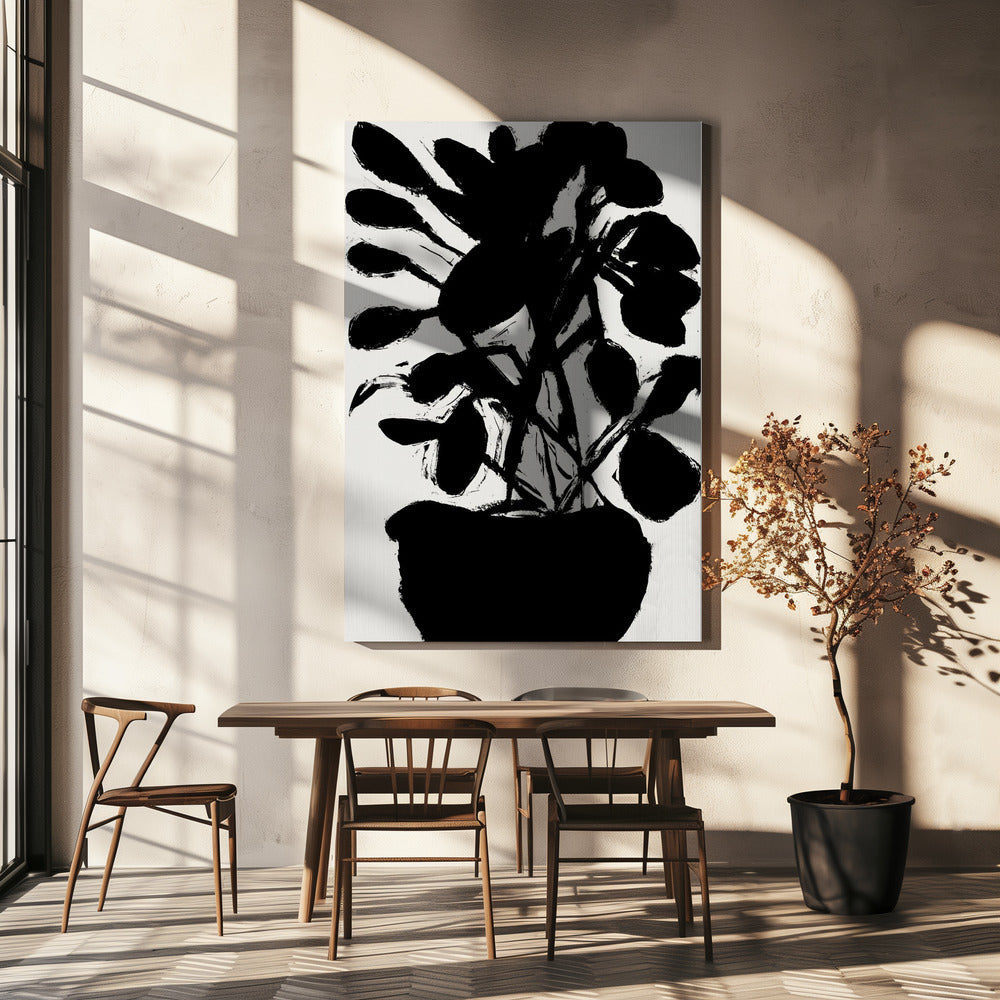 Silhouet van potplant nr. 1 | Canvas
