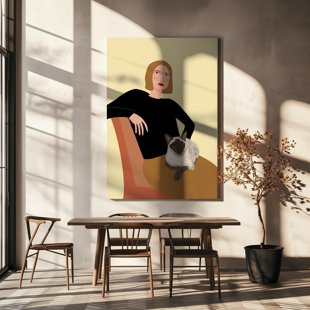 Dame met kat | Canvas