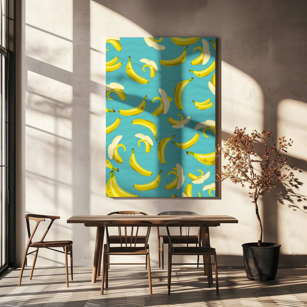 Speels patroon van gele bananen | Canvas