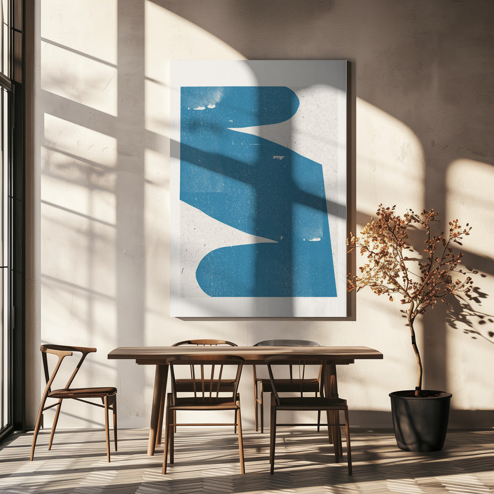 Blauwe abstracte curve | Canvas