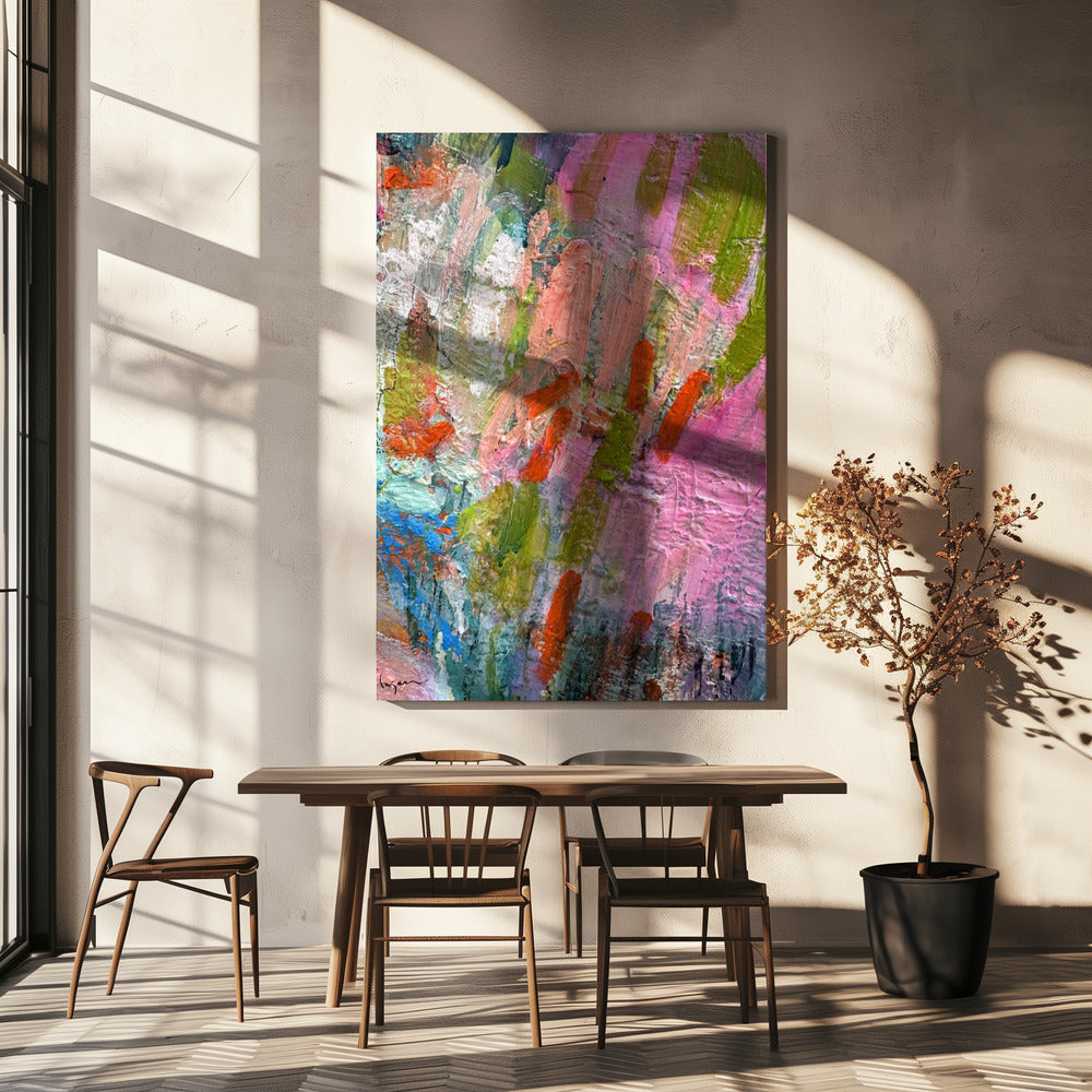 Fluisterende roze penseelstreken | Canvas