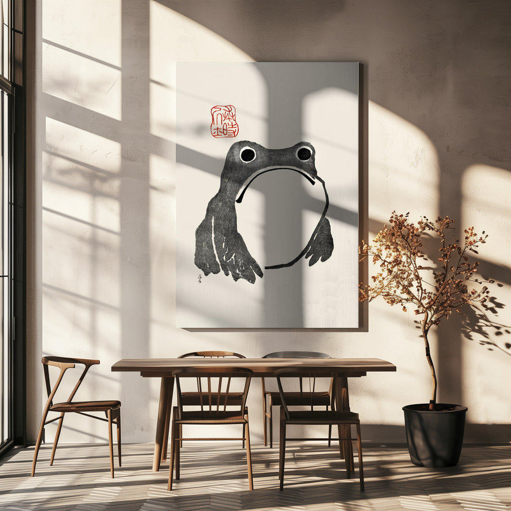 Grumpy Frog I Zwart | Canvas