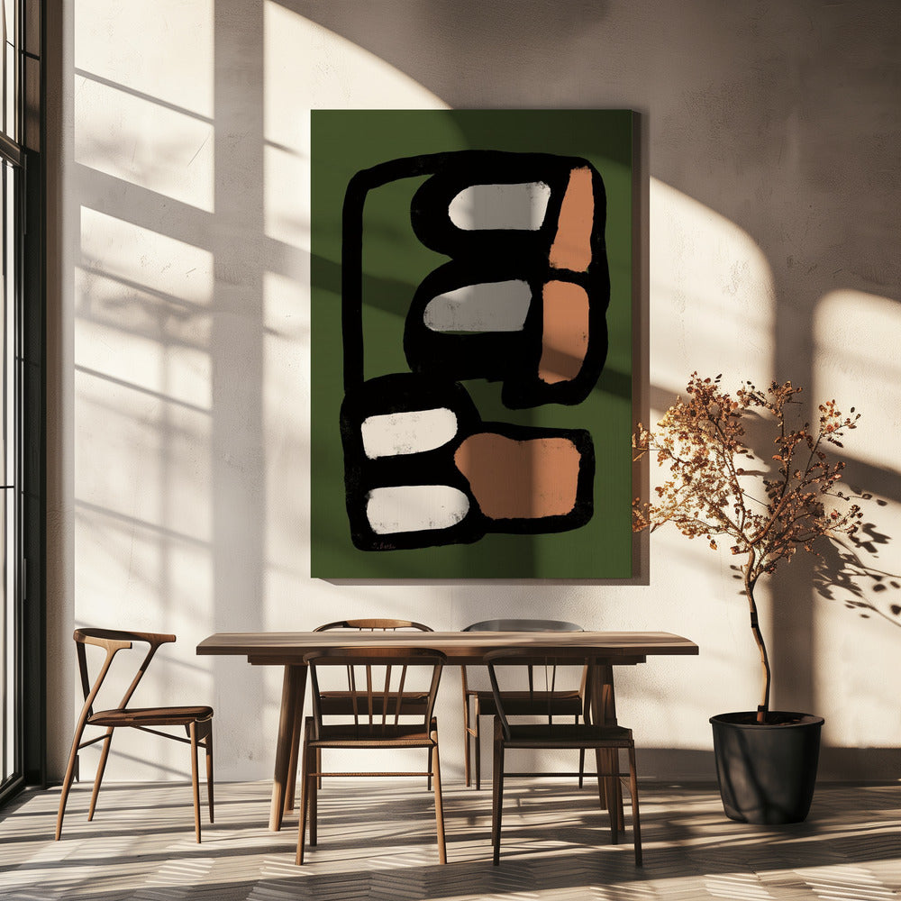 Ovaal abstract groen | Canvas