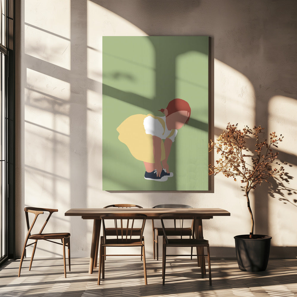 Lilou - Silhouet van een roodharig meisje | Canvas