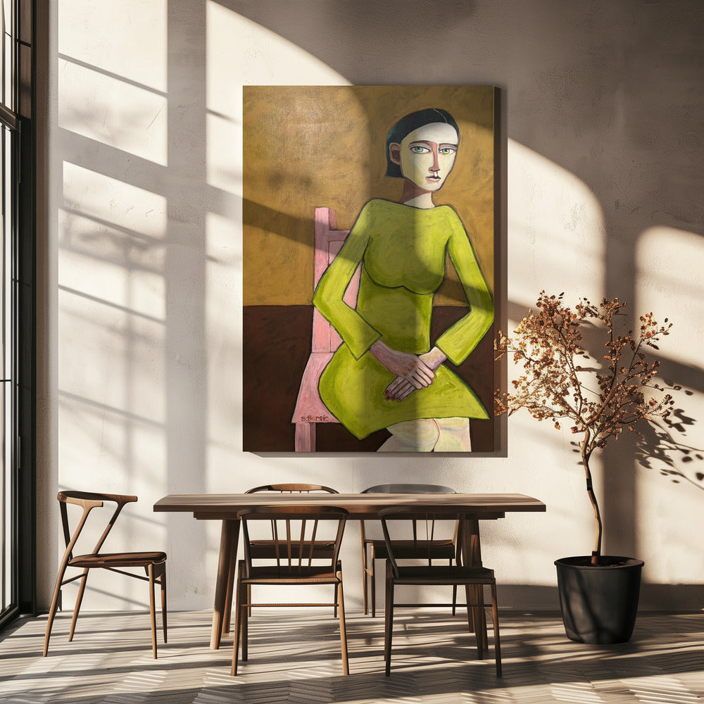 De goede luisteraar, zittend op een stoel | Canvas