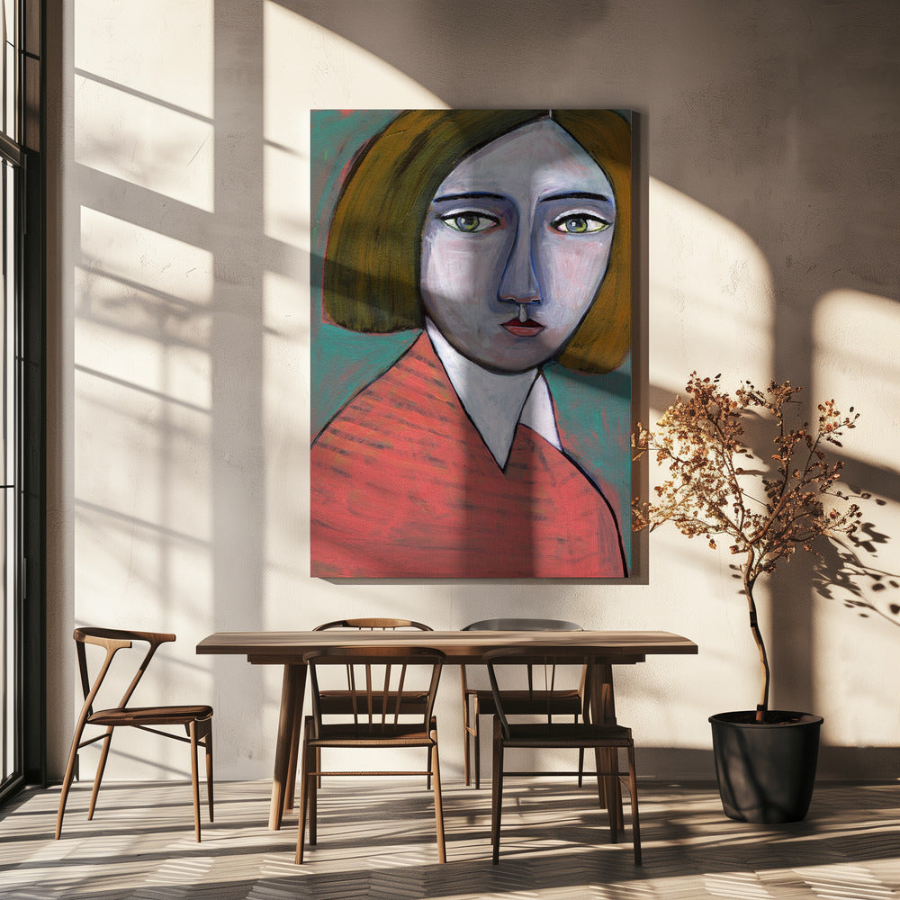 Lady in Melon Jumper | Canvas
