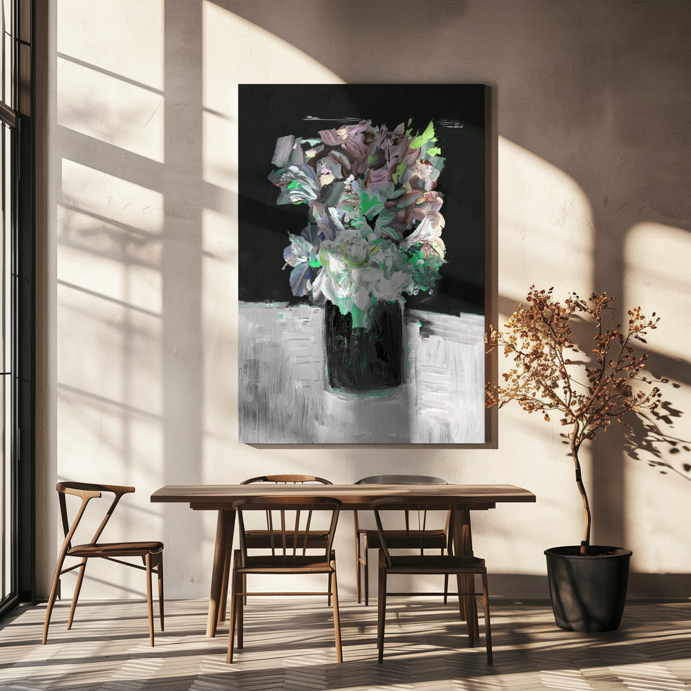 Kleurrijke bloem met vaas | Canvas
