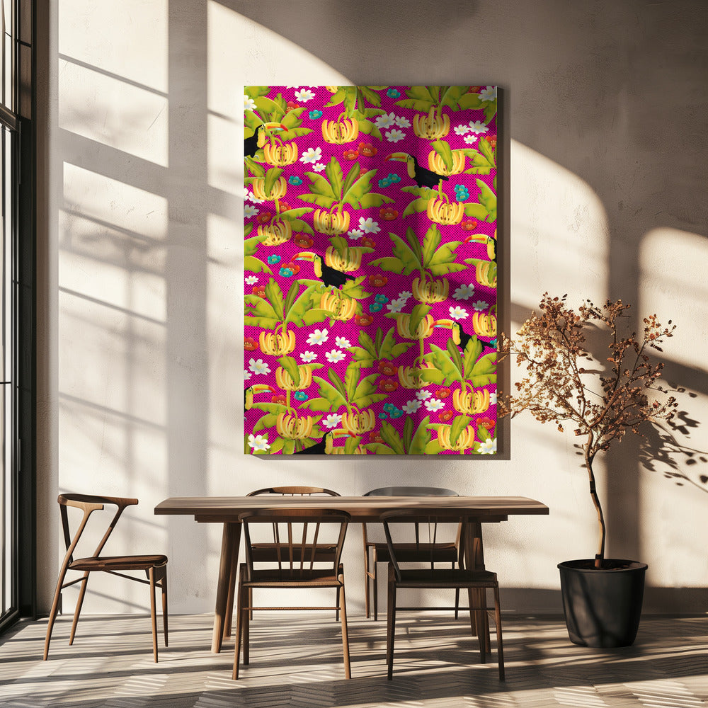 Bananen en toekans patroon | Canvas