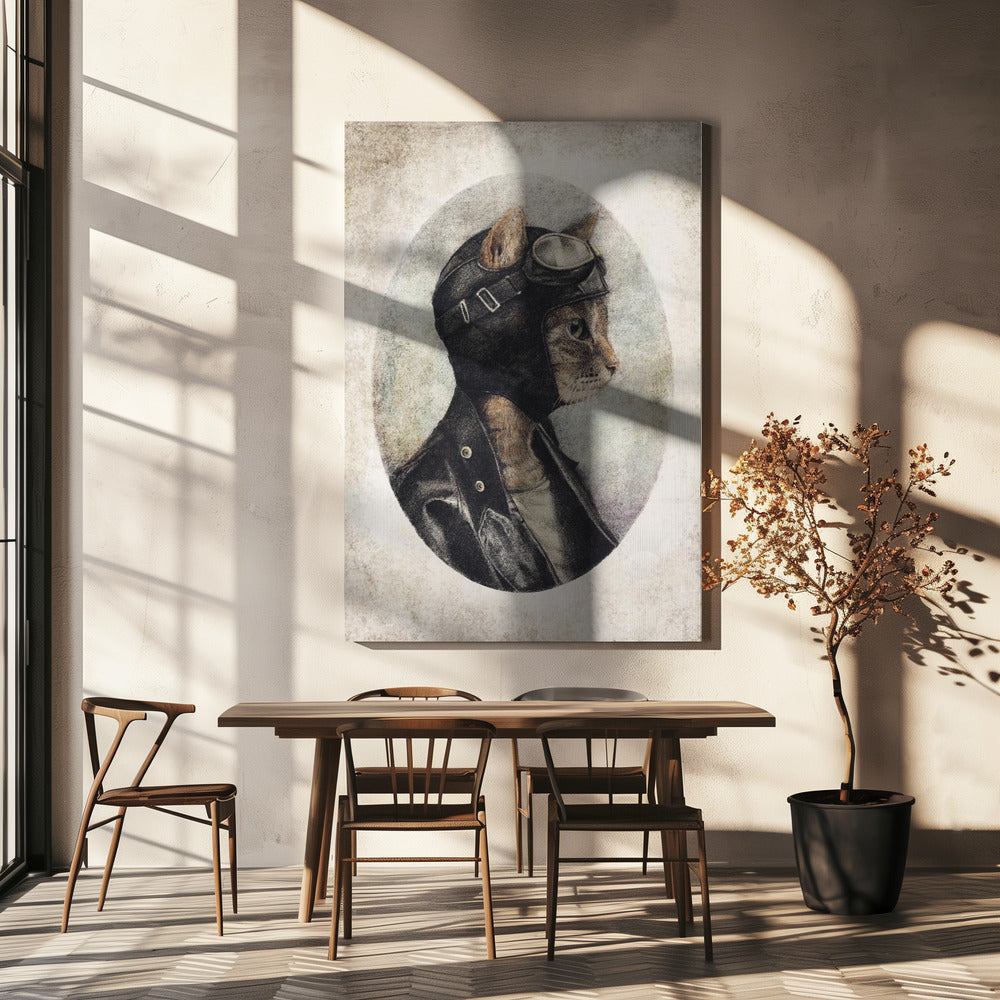 Stijlvolle kat in leren jas | Canvas