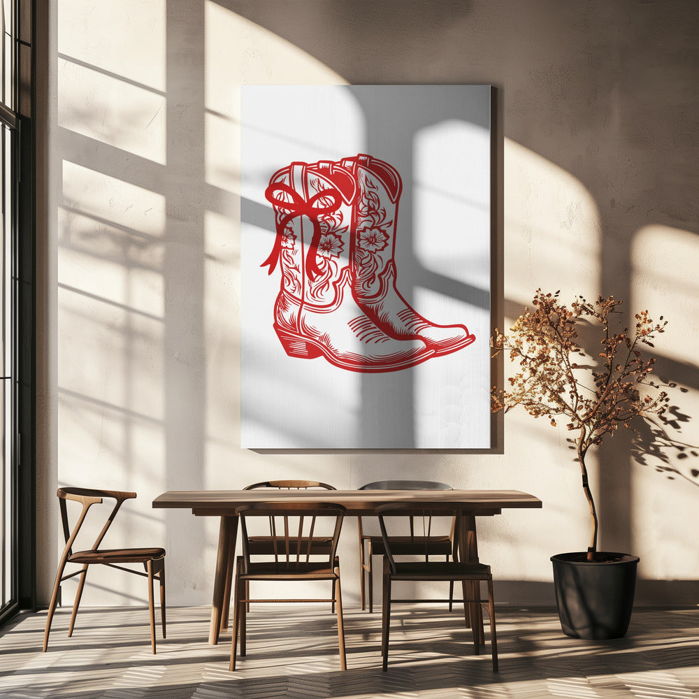 Rode cowgirllaarzen met strik | Canvas