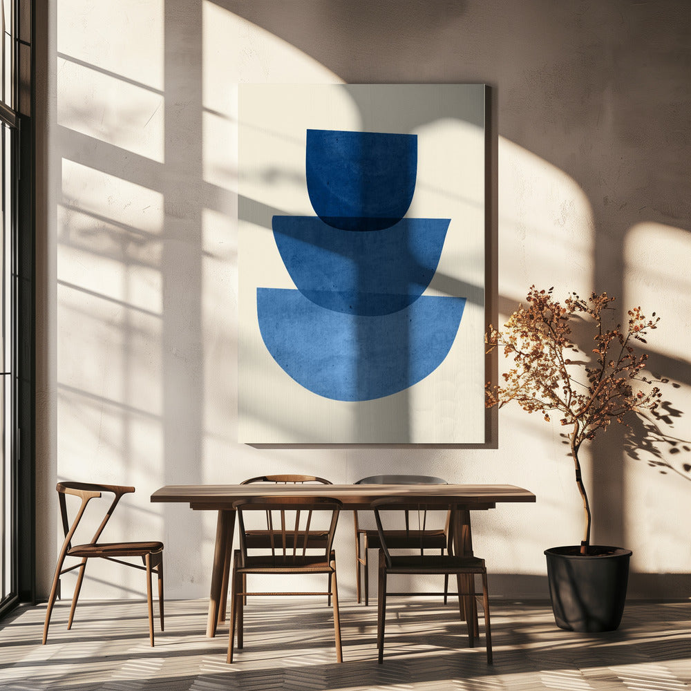 Geometrische abstracte vormen blauw | Canvas