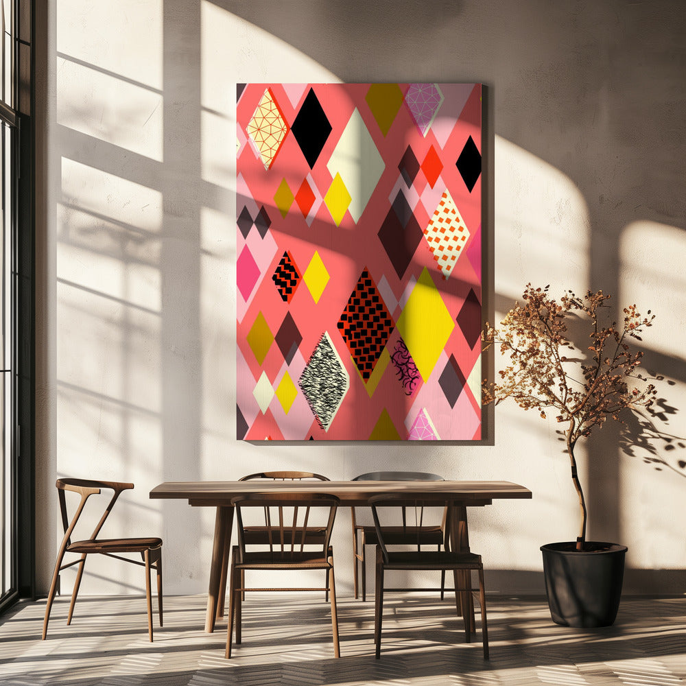 Geometrische patronen met kleurrijke ruiten en vormen | Canvas