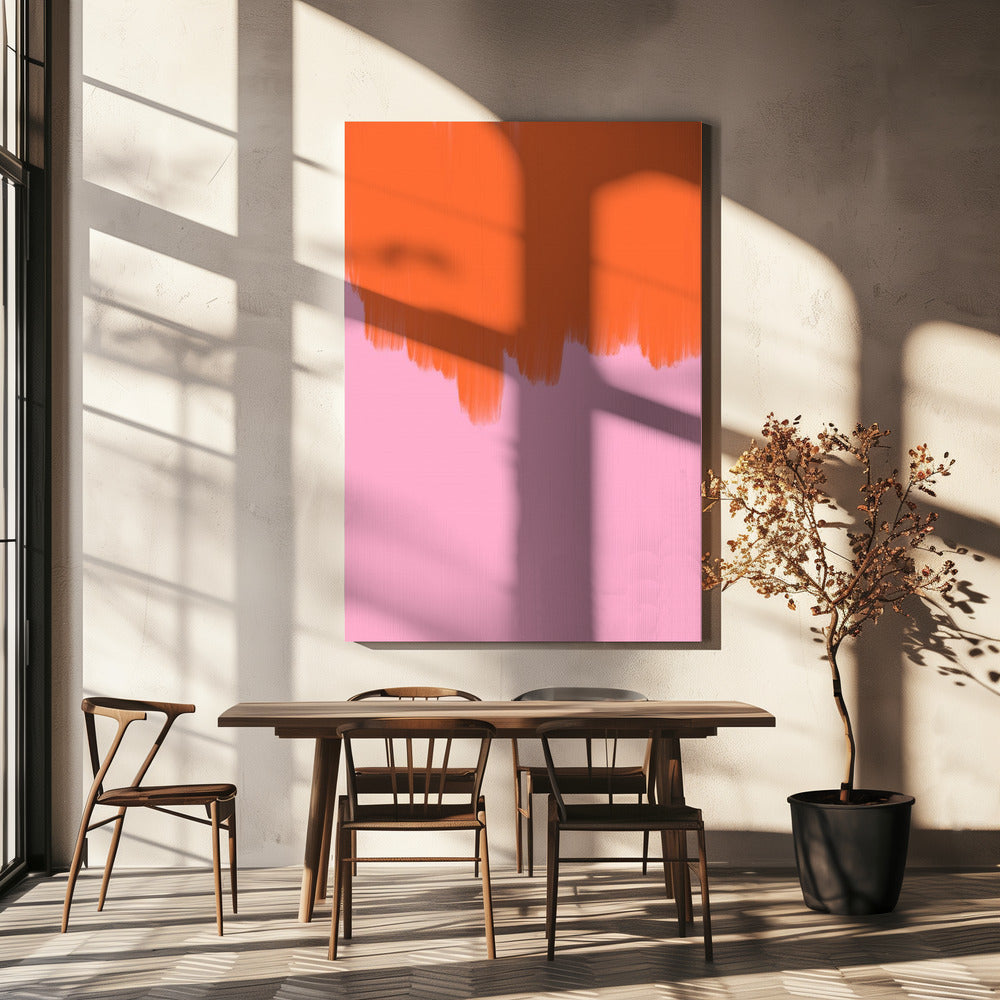 Oranje over bloesem | Canvas