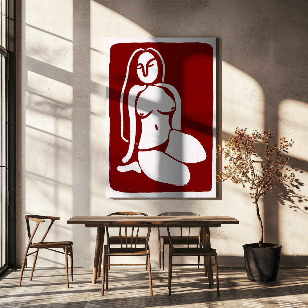 Gestileerd naaktfiguur in zittende houding | Canvas