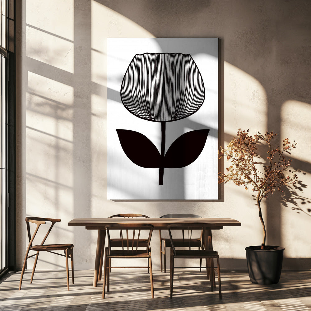 Monochroom Bloesem | Canvas