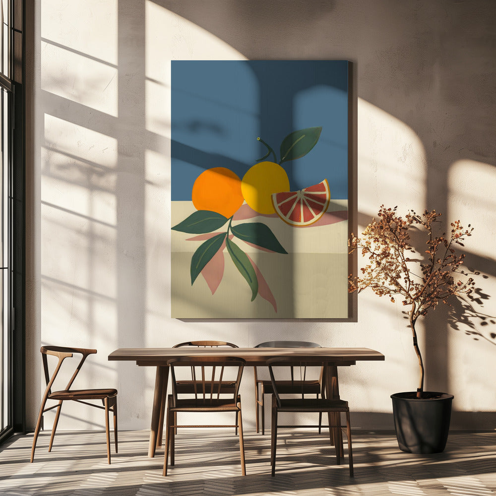 Oranje en gele citrusvruchten | Canvas