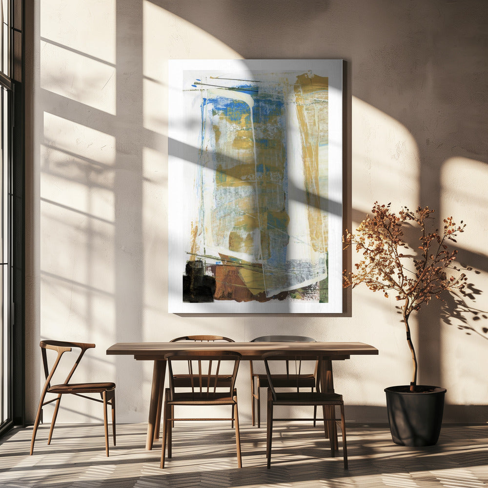 Aardse tinten en levendige blauwtinten | Canvas