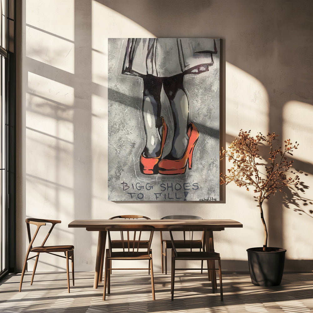 Kind draagt oversized rode hoge hakken | Canvas