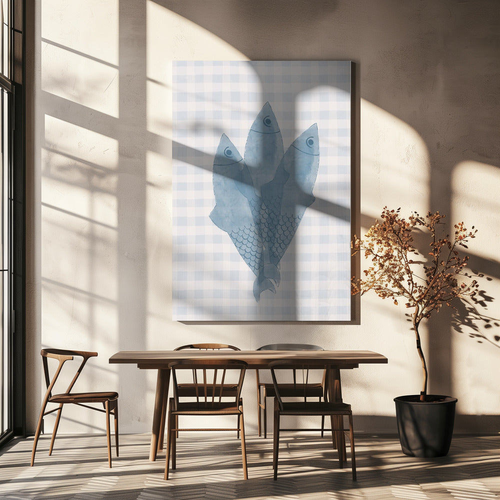 Drie blauwe vissen | Canvas