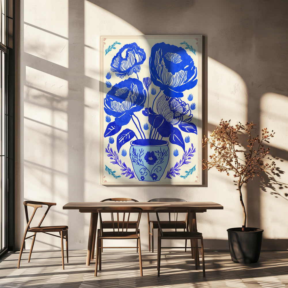 Blauwe Bloesem Vaas | Canvas